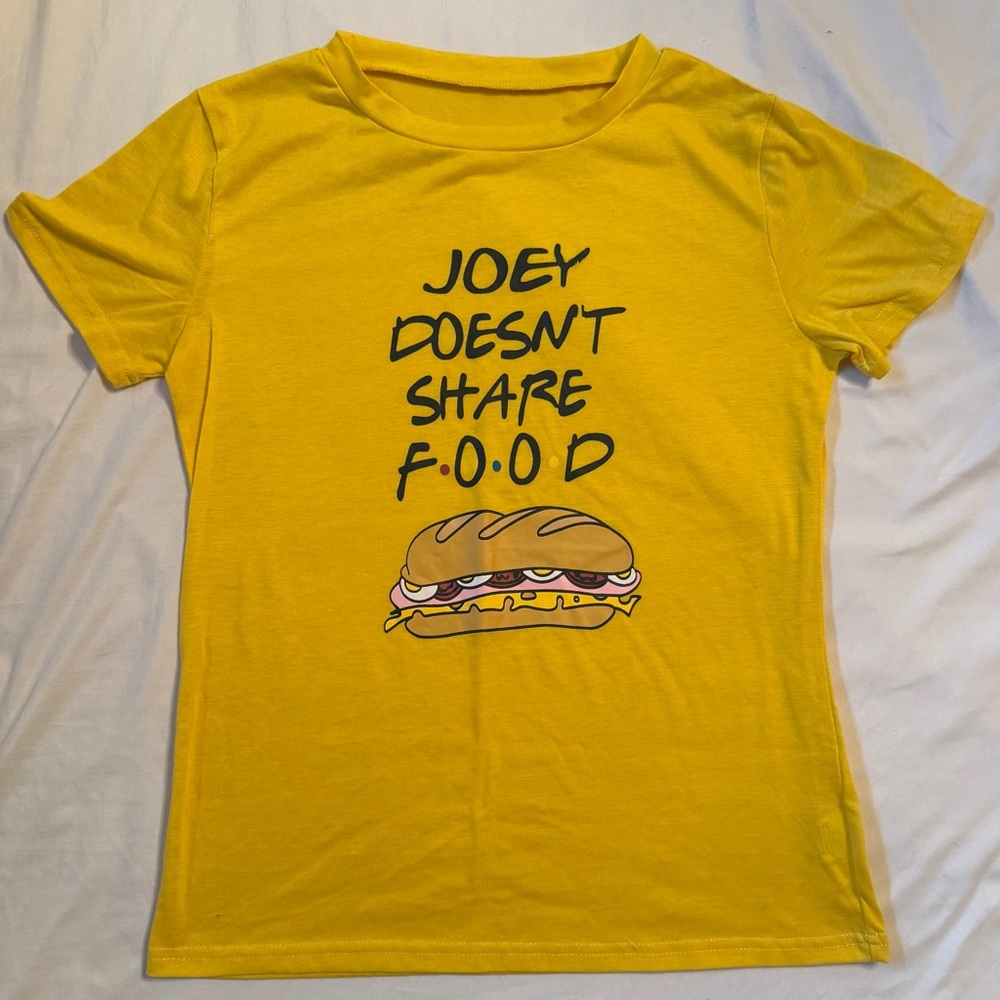 Yellow Graphic Tee with Sandwich Print